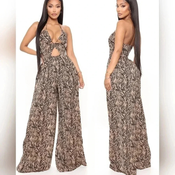 Nwt! Fashion Nova Animal Behavior Sleeveless Jumpsuit.  Size Large - Picture 1 of 6